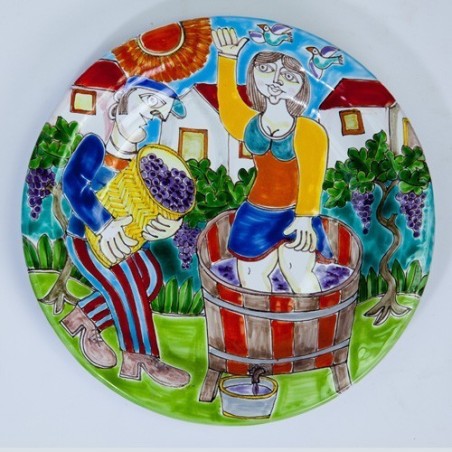 Circular Plate DS 25 cm Grape Treading PT25DS-10