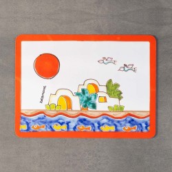 sicilian placemat de simone pottery mangiallegro Dammusi