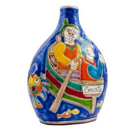 Sicilian handmade ceramic Bottle de simone pottery DS BT610DS-2