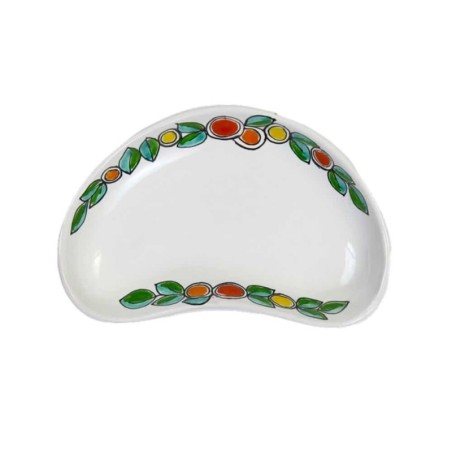 Handmade sicilian Half Moon Tray Arance e Limoni MZL20AR de simone pottery