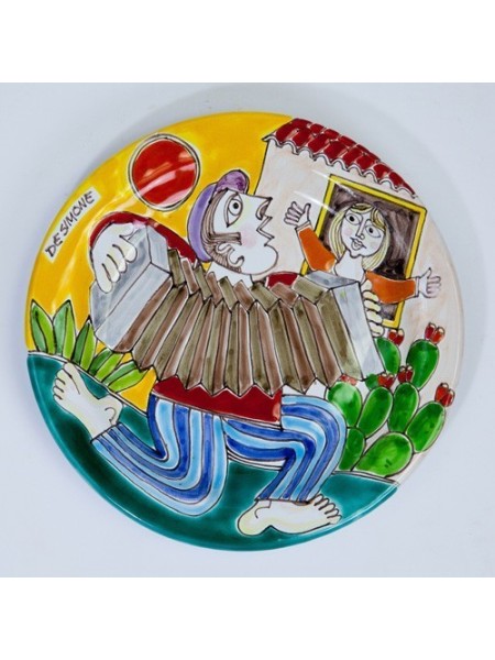 Handmade sicilian ceramic Circular Plate Serenade de simone pottery DS 18 cm PT18DS-46