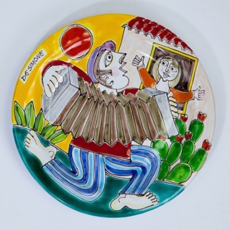 Piatto Tondo artigianale siciliano Serenata ceramiche de simone DS 18 cm PT18DS-46