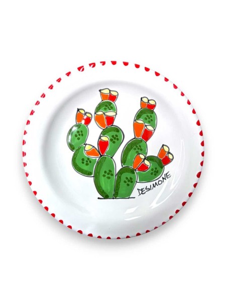 Sicilian handmade Round Plate Prickly Pear PTFC de simone pottery