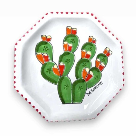 Piatto Ottagonale Folk Fichi d'India POTFKFC ceramiche de simone