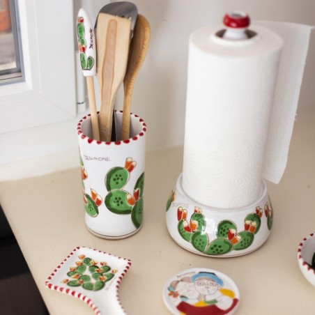 Handmade ceramic Kitchen roll holder Prickly Pears