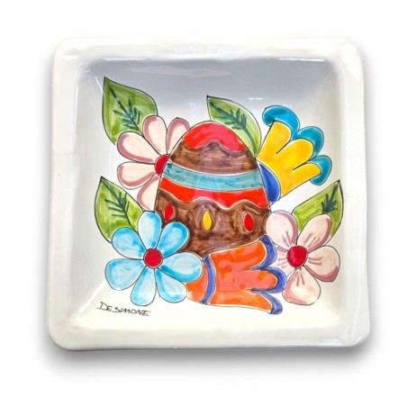 Square Dish 24x24 Easter Flowers - Limited Edition de simone pottery