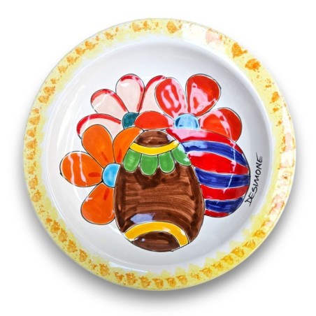 Round Flat Plate Easter Eggs Flowers Limited Edition de simone pottery