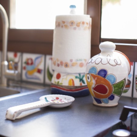 Handmade sicilian ceramic Kitchen roll holder Dammusi de simone pottery
