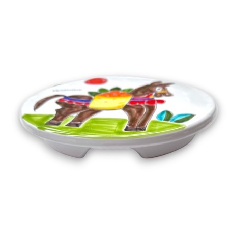 siciian handmade sub-pan Trivet Folk Donkey de simone pottery