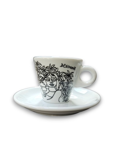 Tazzina caffè porcellana Bianco e Nero Siracusa ceramiche de simone