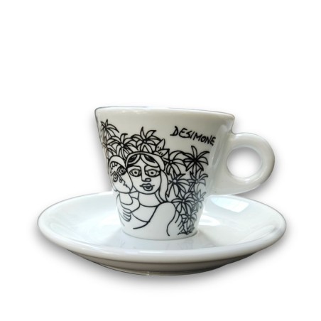 Sicilian porcelain Coffee Cup with Saucer Syracuse de simone pottery