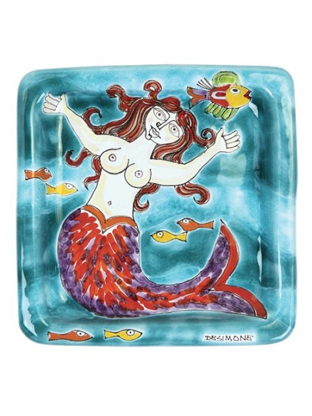 Squared Plate Mermaid 20x20 DS 22 de simone pottery