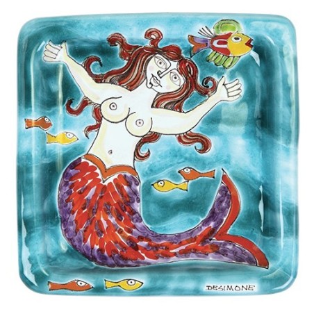 Squared Plate Mermaid 20x20 DS 22 de simone pottery