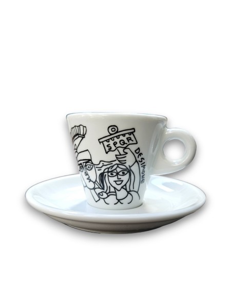 Tazzina caffè Piattino Bianco e Nero Roma ceramiche de simone