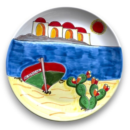 Handmade ceramic Round plate 24 cm Dammusi Elaborato de simone pottery