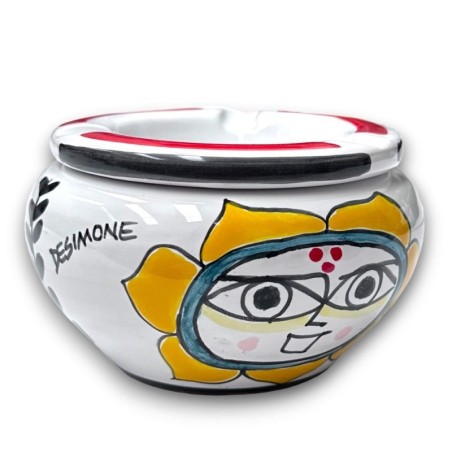 Posacenere antivento Sole Pesce Folk ceramiche de simone