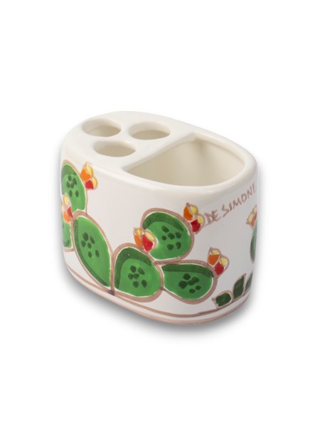Handmade Toothbrush Holder Prickly Pears ceramiche de simone
