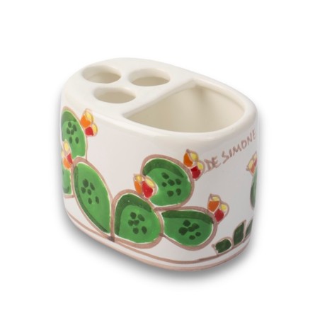 Handmade Toothbrush Holder Prickly Pears ceramiche de simone