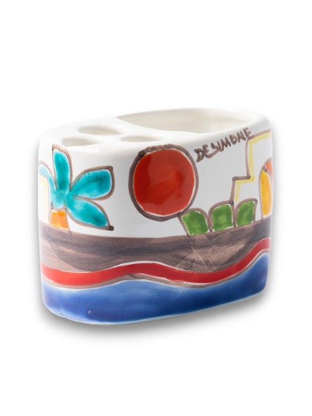 Portaspazzolini artigianale siciliano ceramiche de simone Dammusi