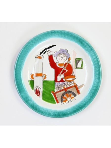 Round Plate Folk Cooking Chestnuts PTFK-2 de simone pottery