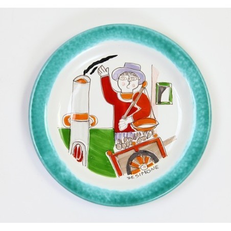 Round Plate Folk Cooking Chestnuts PTFK-2 de simone pottery