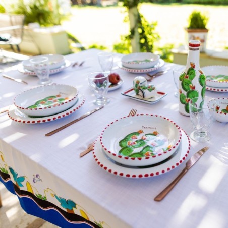 Bottiglia ceramica siciliana decorata a mano Fichi d'India Folk BT717AFC