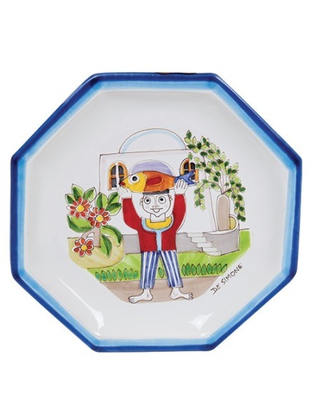 Octagonal Plate Folk POTFK-6 de simone pottery