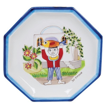 Octagonal Plate Folk POTFK-6 de simone pottery
