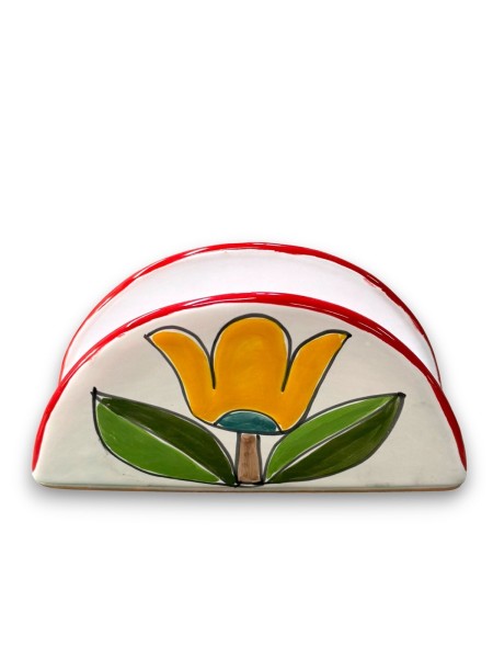 Portatovaglioli mezzaluna Folk Tulipano ceramiche artigianali siciliane de simone