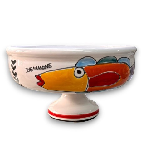 Sicilian ceramic stand cake Centrepiece Lift Folk Fish de simone pottery