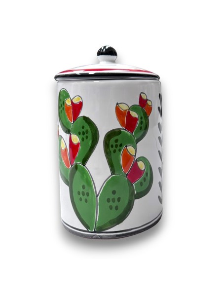 Handmade sicilian ceramic container with lid Folk Prickly Pears desimone pottery