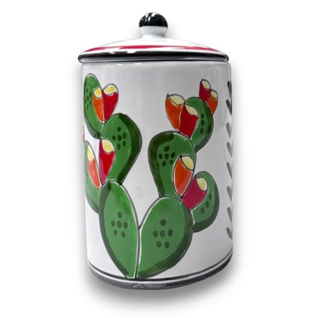 Handmade sicilian ceramic container with lid Folk Prickly Pears desimone pottery