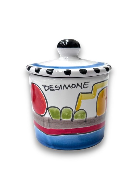 Handmade sicilian ceramic container with lid dammusi de simone pottery
