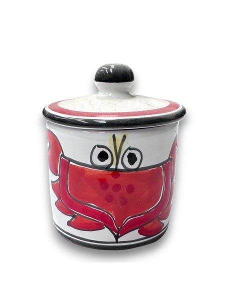 Handmade sicilian ceramic container with lid Folk cancer crab de simone pottery