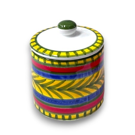 Handmade sicilian ceramic container with lid Vulcano de simone pottery