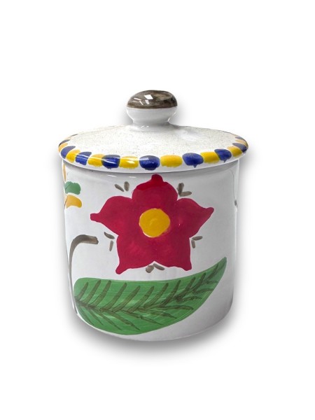 Handmade sicilian ceramic container with lid Lampione de simone pottery