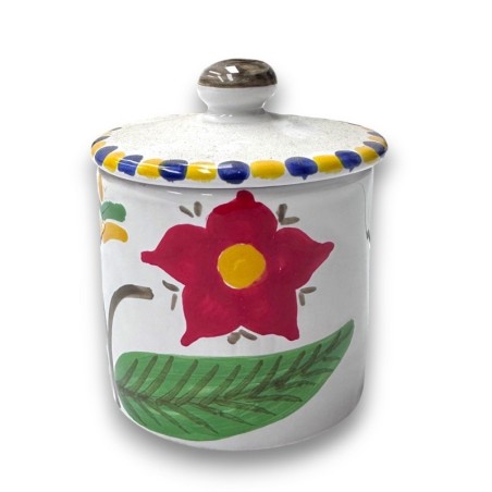 Handmade sicilian ceramic container with lid Lampione de simone pottery