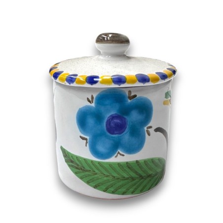 Handmade sicilian ceramic container with lid Lampione ceramiche de simone