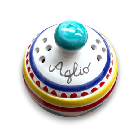 Handmade sicilian ceramic garlic container Alicudi de simone pottery