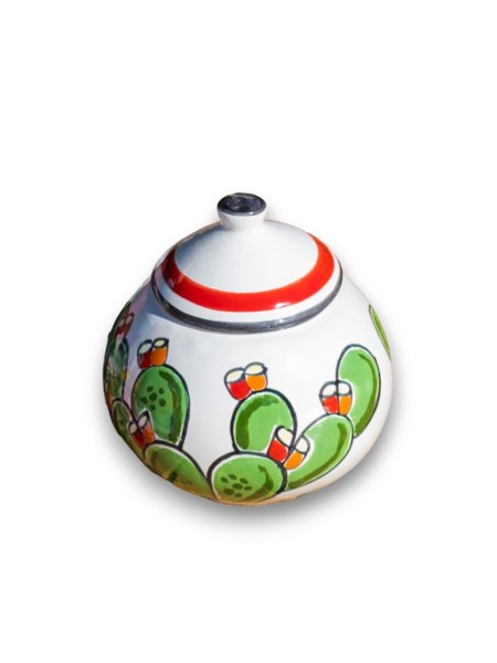 Handmade sicilian ceramic sugar bowl spices container with lid Prickly Pears de simone pottery