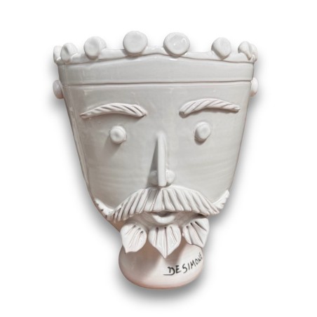 Sicilian handmade ceramic White Paladin's Head King de simone pottery
