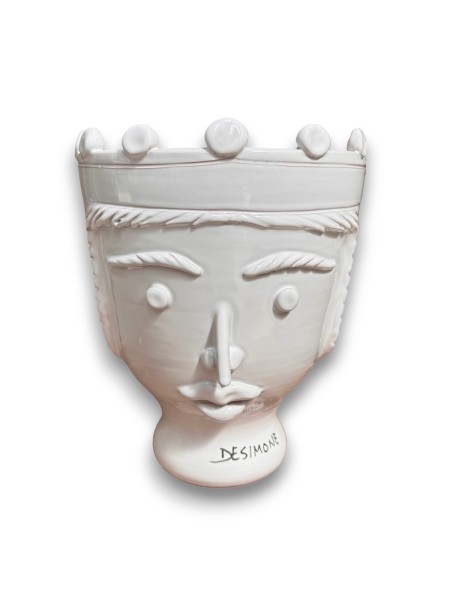 Sicilian handmade ceramic White Paladin's Head Queen de simone pottery