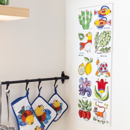 Sicilian handmade Ceramic Wall Tile Lemons Folk PI297FK-12V