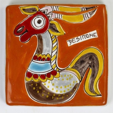 Ceramic wall tile zodiac sign Capricorn de simone pottery
