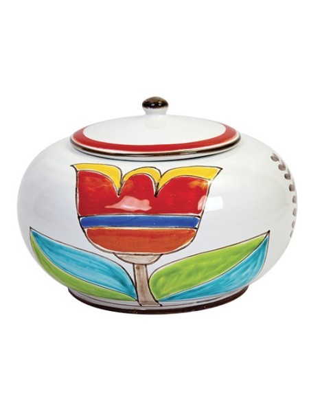 Handmade sicilian Biscuit Jar Folk Tulip BSC713FK