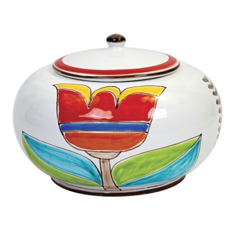 Handmade sicilian Biscuit Jar Folk Tulip BSC713FK