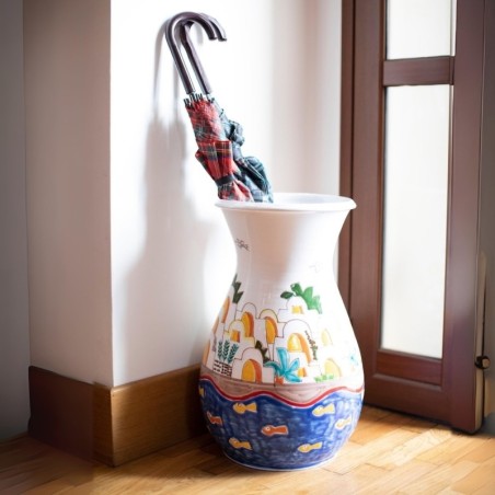 Sicilian ceramic handmade Umbrella stand vase Dammusi de simone pottery