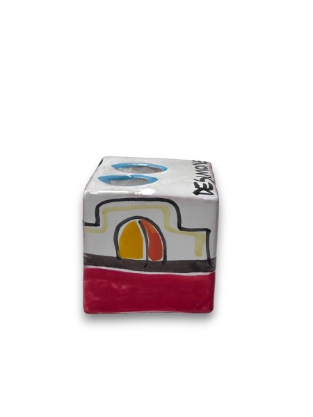 Pencil Holder Cube Dammusi de simone sicilian pottery