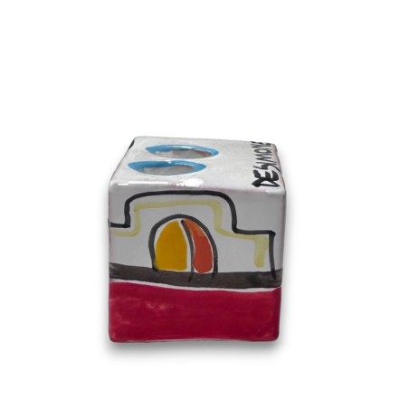 Pencil Holder Cube Dammusi de simone sicilian pottery
