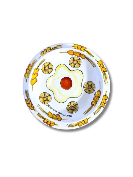 Sicilian handmade plate Plate De Simone pottery for Giusina Bread in the Egg